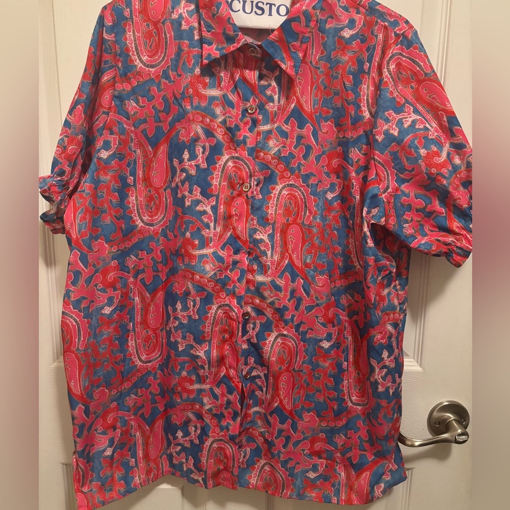 Women’s pink and Blue Paisley Shirt
